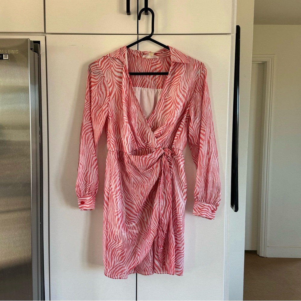 Michael Kors Geranium Zebra-Print Wrap Dress